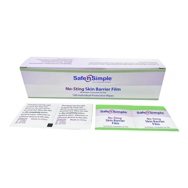 Safe N Simple™ No-Sting Skin Barrier Wipe 60% / 20% Strength Purified Water / Polyvinylpyrrolidone / Glycerin / Propylene Glycol Individual Packet Sterile (773689_BX) 100/BX