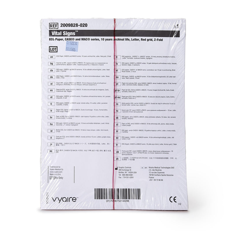 Vital Signs® Recording Chart Paper Z-Fold Red Grid (404450_CS) 2400/CS