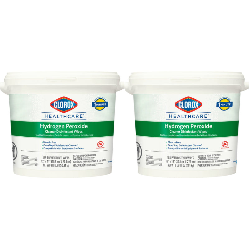 Clorox Healthcare® Surface Disinfectant Cleaner Premoistened Hydrogen Peroxide Based Manual Pull Wipe 185 Count Pail Unscented NonSterile (853531_CT) 1/CT