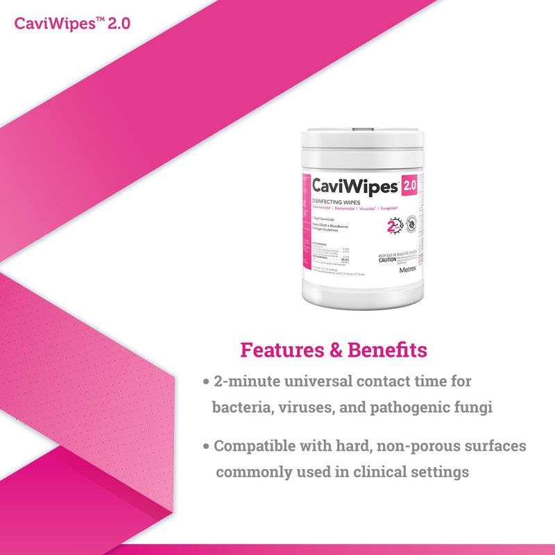 CaviWipes™ 2.0 Surface Disinfectant Premoistened Manual Pull Wipe 65 Count Canister Alcohol Scent NonSterile (1190687_CS) 12/CS