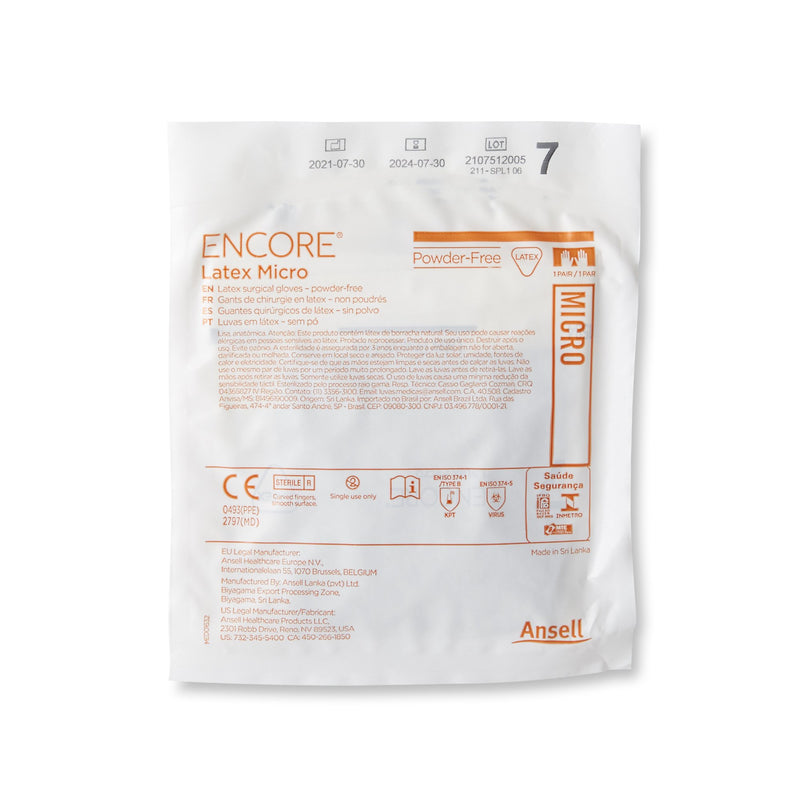 ENCORE® Latex Micro Surgical Glove Size 7 Sterile Latex Standard Cuff Length Micro-Textured Brown Chemo Tested (362177_BX) 50/BX