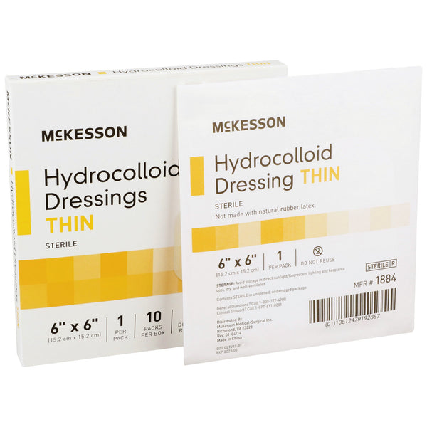 McKesson Thin Hydrocolloid Dressing Film Backing 6 X 6 Inch Square Hydrocolloid / Film (882983_CS) 200/CS