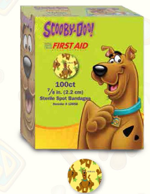 American® White Cross Adhesive Spot Bandage 7/8 Inch Plastic Round Kid Design (Scooby Doo) Sterile (934479_CS) 2400/CS