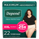 Depend® Fresh Protection Female Adult Absorbent Underwear Waistband Style 2X-Large Disposable Heavy Absorbency (1184218_PK) 22/PK