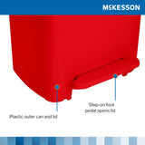 McKesson Trash Can 52 Quart / 13 gal. Red Plastic Rectangular (1223702_EA) 1/EA