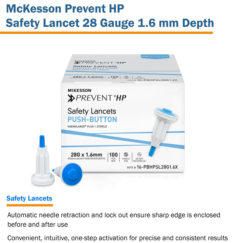 McKesson Prevent® HP Safety Lancet 28 Gauge Retractable Push Button Activation Finger (1217988_CS) 2000/CS