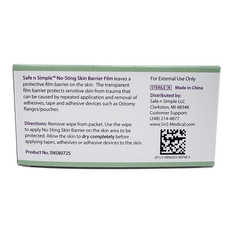 Safe N Simple™ No-Sting Skin Barrier Wipe 60% / 20% Strength Purified Water / Polyvinylpyrrolidone / Glycerin / Propylene Glycol Individual Packet Sterile (869585_CS) 2500/CS