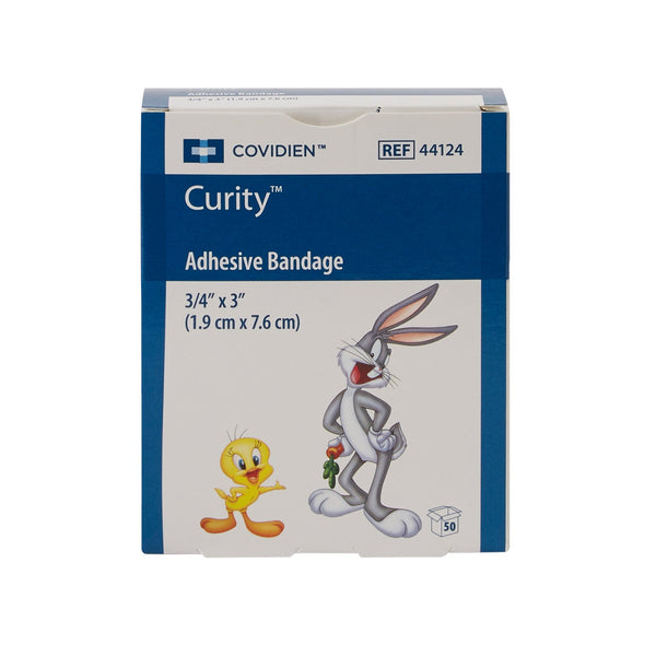 Curity™ Adhesive Strip 3/4 X 3 Inch Plastic Rectangle Kid Design (Assorted Looney Tunes) Sterile (867805_CS) 24/CS