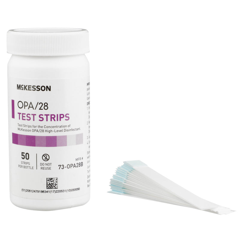 McKesson OPA/28 OPA Concentration Indicator Pad 50 Test Strips Bottle Single Use (852218_BT) 1/BT
