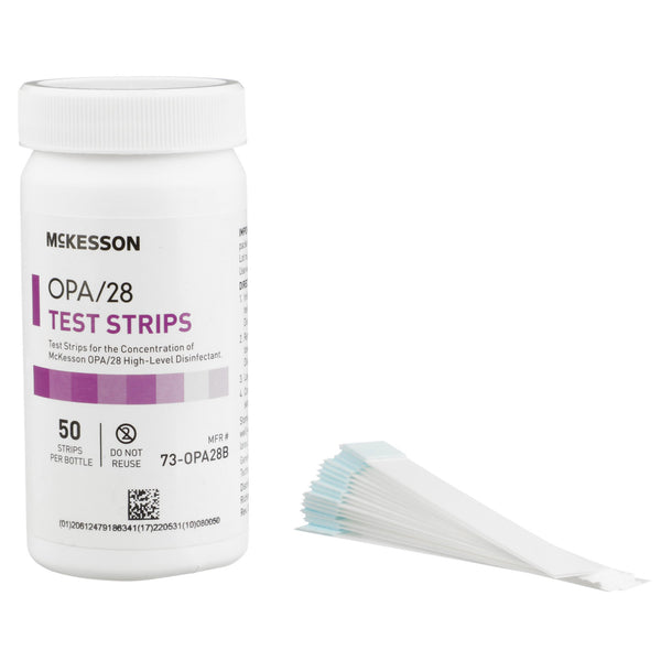 McKesson OPA/28 OPA Concentration Indicator Pad 50 Test Strips Bottle Single Use (852218_CS) 2/CS