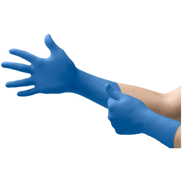 SafeGrip® Exam Glove Small NonSterile Latex Extended Cuff Length Textured Fingertips Blue Chemo Tested (306873_BX) 50/BX