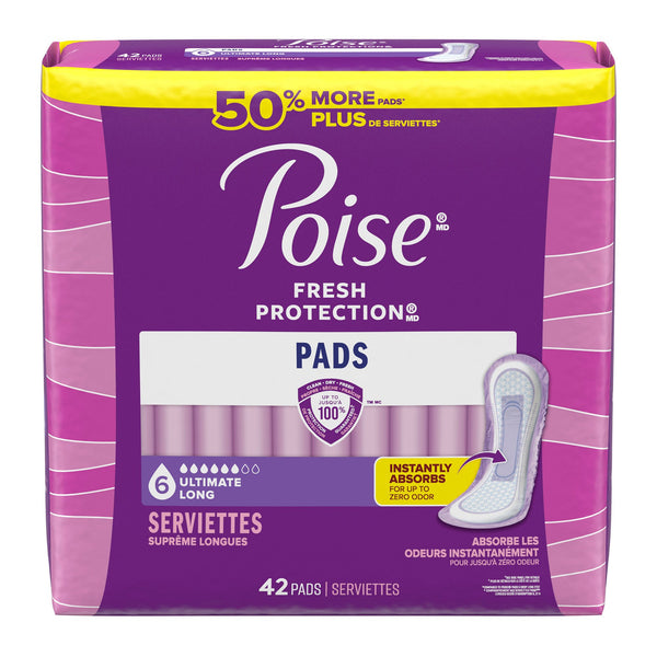 Poise® Fresh Protection™ Bladder Control Pad Heavy Absorbency Super Absorbent Core One Size Fits Most (1267160_PK) 42/PK