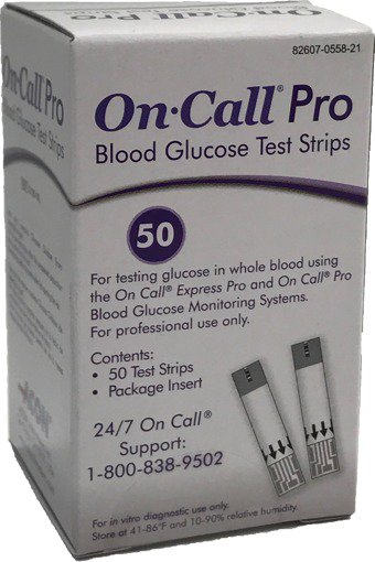 On Call® Pro Blood Glucose Test Strips 50 Strips per Pack (1059824_BX) 50/BX