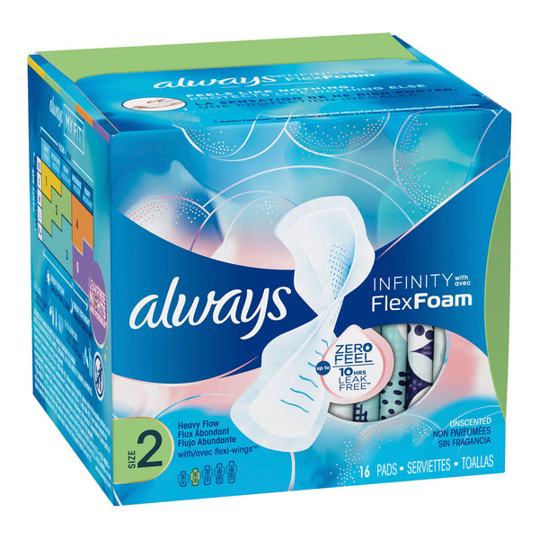 Always® Infinity with Flex Foam Feminine Pad Maxi with Wings Super Absorbency (1086785_CS) 192/CS