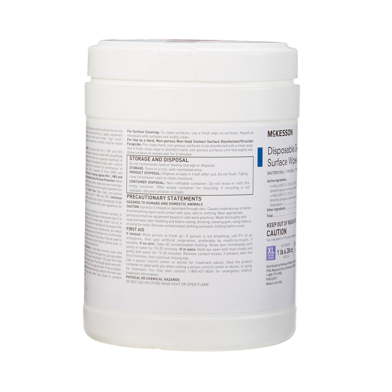 McKesson Surface Disinfectant Premoistened Manual Pull Wipe 65 Count Canister Alcohol Scent NonSterile (949454_CS) 12/CS