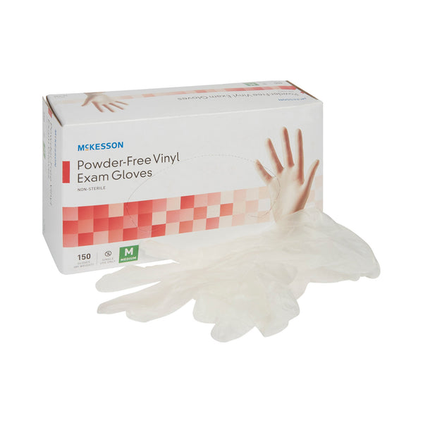 McKesson Exam Glove Medium NonSterile Vinyl Standard Cuff Length Smooth Clear Not Rated (832682_CS) 1500/CS