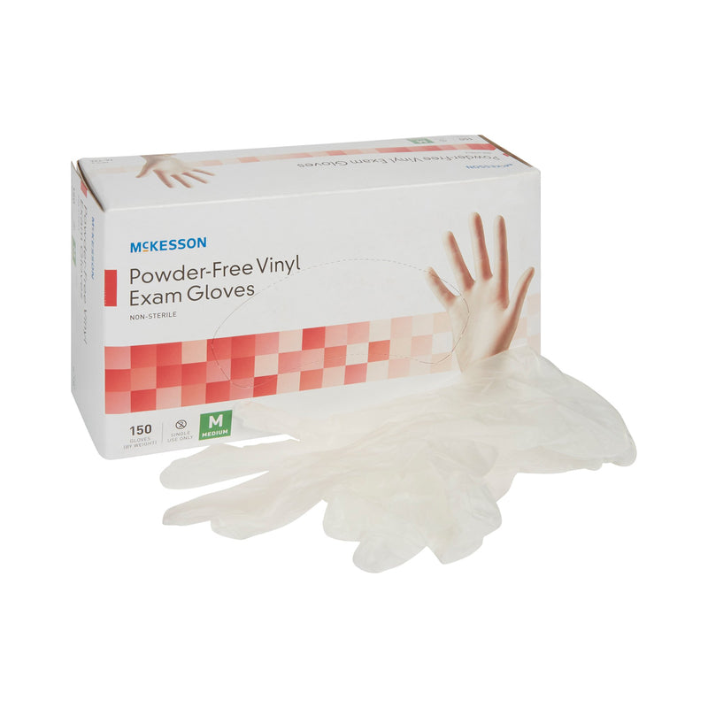 McKesson Exam Glove Medium NonSterile Vinyl Standard Cuff Length Smooth Clear Not Rated (832682_CS) 1500/CS