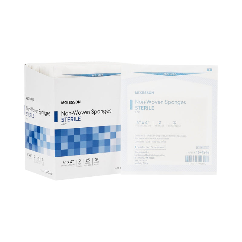 McKesson Nonwoven Sponge 4 X 4 Inch 6-Ply Sterile 2 per Pack (466523_CS) 300/CS