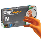 NitriDerm® Ultra Orange™ Exam Glove Medium NonSterile Nitrile Standard Cuff Length Fully Textured Orange Chemo Tested / Fentanyl Tested (780242_BX) 100/BX