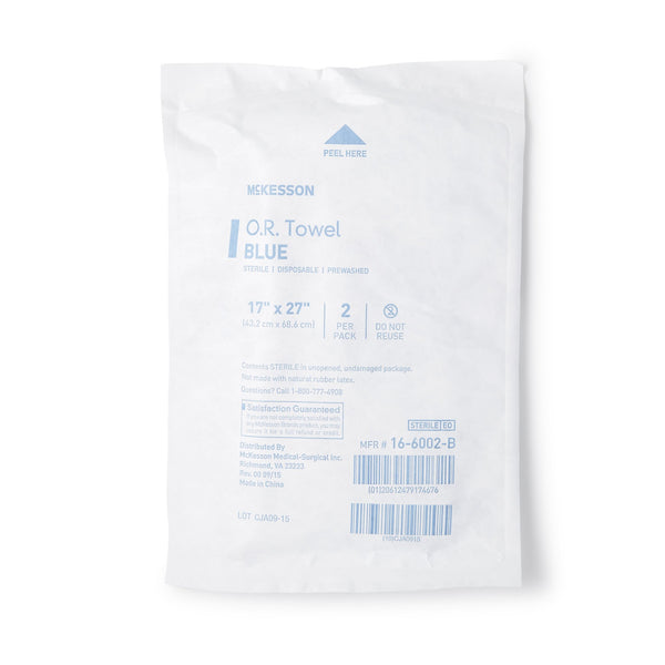 McKesson O.R. Towel 17 W X 27 L Inch Blue Sterile (277860_EA) 1/EA