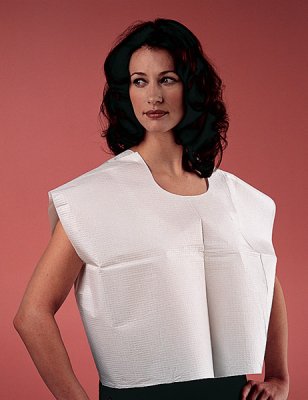 Tidi® Exam Cape White One Size Fits Most Front / Back Opening Without Closure Unisex Disposable (355674_CS) 100/CS