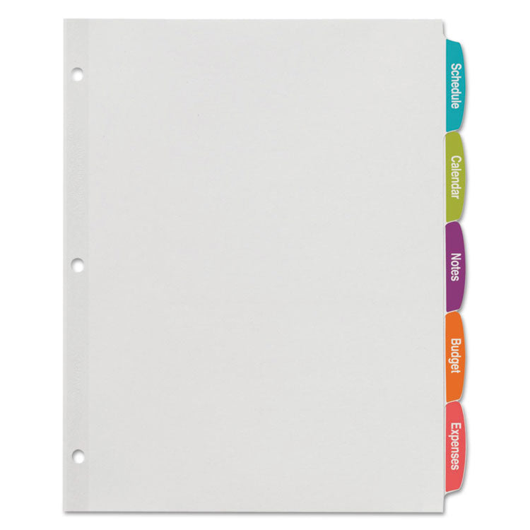 Avery® Big Tab Printable White Label Tab Dividers, 5-Tab, 11 x 8.5, White, 20 Sets (AVE14434)