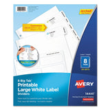 Avery® Big Tab Printable Large White Label Tab Dividers, 8-Tab, 11 x 8.5, White, 20 Sets (AVE14441)