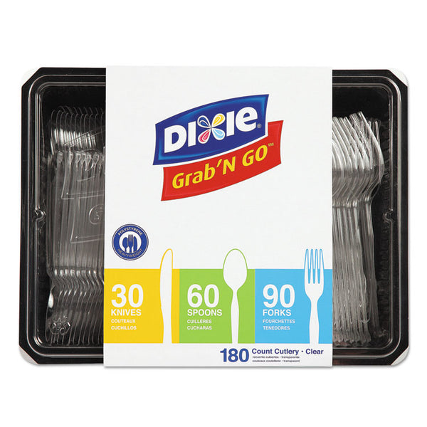 Dixie® Combo Pack, Tray with Clear Plastic Utensils, 90 Forks, 30 Knives, 60 Spoons (DXECH0369DX7PK)