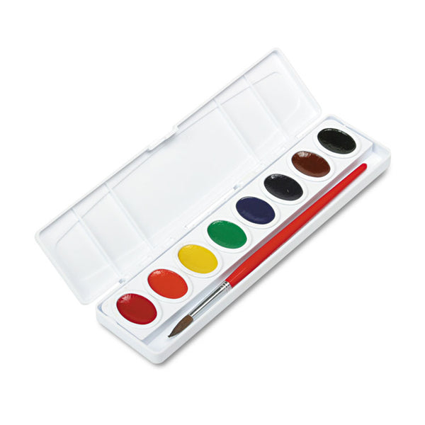 Prang® Professional Watercolors, 8 Assorted Colors, Oval Pan Palette Tray (DIX00800)