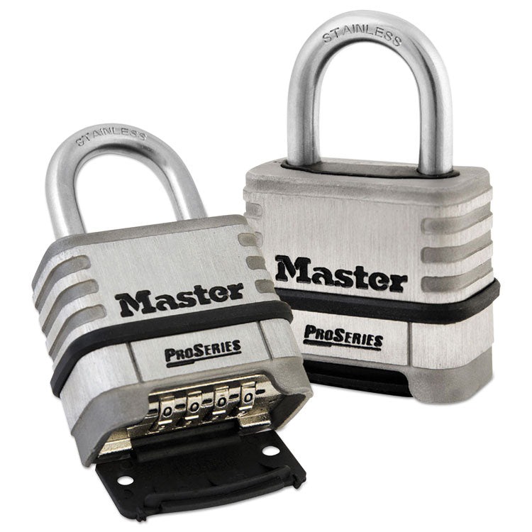 Master Lock® ProSeries Stainless Steel Easy-to-Set Combination Lock, Stainless Steel, 2.18" Wide (MLK1174D) Each