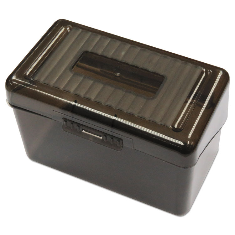 Universal® Plastic Index Card Boxes, Holds 400 4 x 6 Cards, 6.78 x 4.25 x 4.5, Translucent Black (UNV47287)