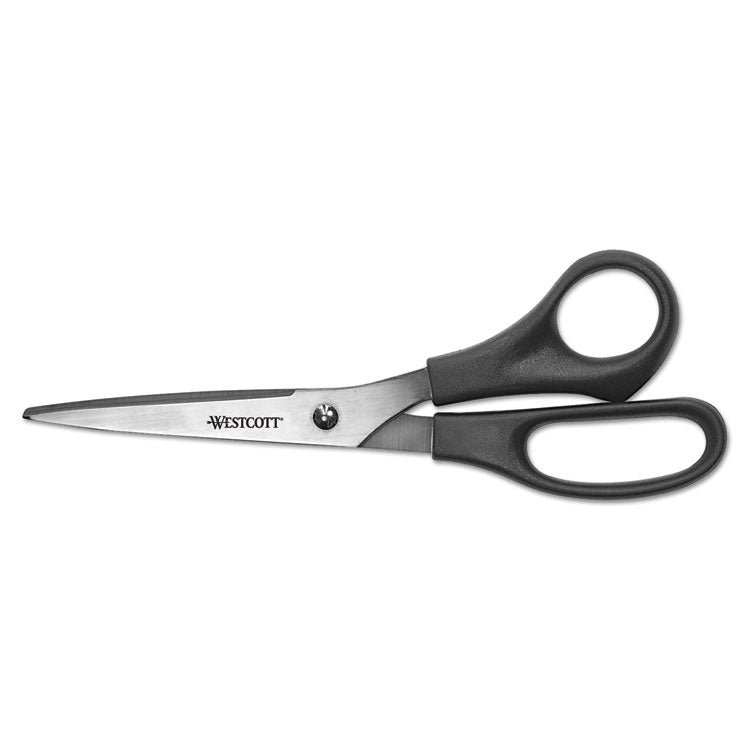 Westcott® All Purpose Stainless Steel Scissors, 8" Long, 3.5" Cut Length, Black Straight Handle (ACM16907) Pack of 3