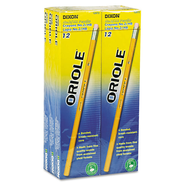 Dixon® Oriole Pencil Value Pack, HB (#2), Black Lead, Yellow Barrel, 72/Pack (DIX12872)