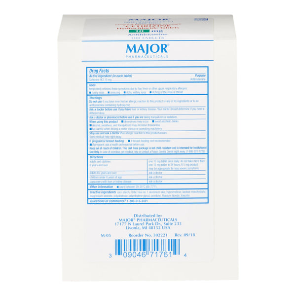 Major Pharmaceuticals Cetirizine HCl 10 mg Tablet 100 Tablets (1153755_BX) 100/BX
