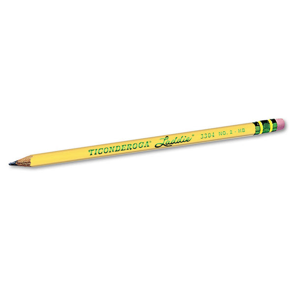 Dixon® Ticonderoga Laddie Woodcase Pencil with Microban Protection, HB (#2), Black Lead, Yellow Barrel, Dozen (DIX13304)