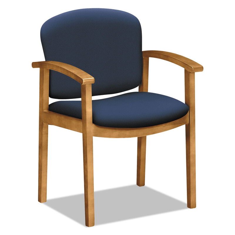 HON® 2111 Invitation Reception Series Wood Guest Chair, 23.5" x 22" x 33", Navy Seat, Navy Back, Harvest Base (HON2111CCU98)