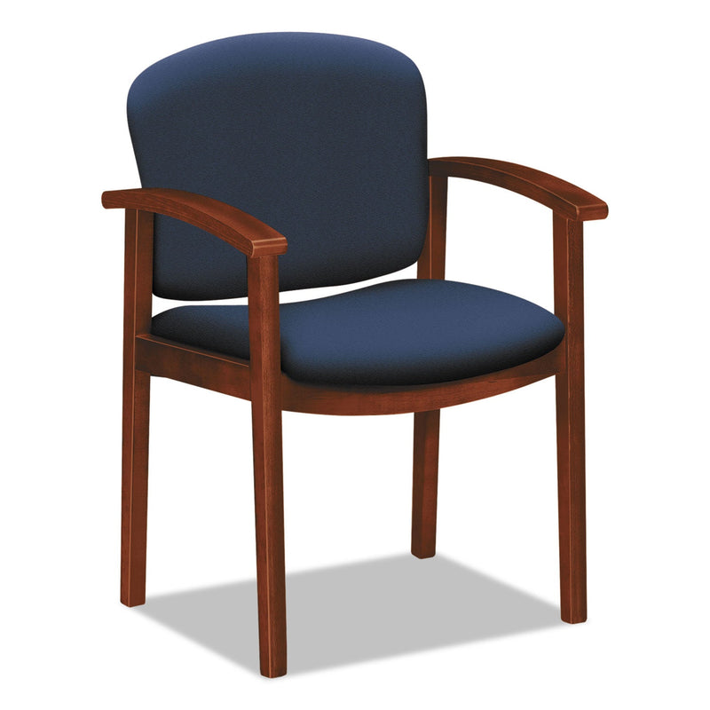 HON® 2111 Invitation Reception Series Wood Guest Chair, 23.5" x 22" x 33", Navy Seat, Navy Back, Cognac Base (HON2111COCU98)