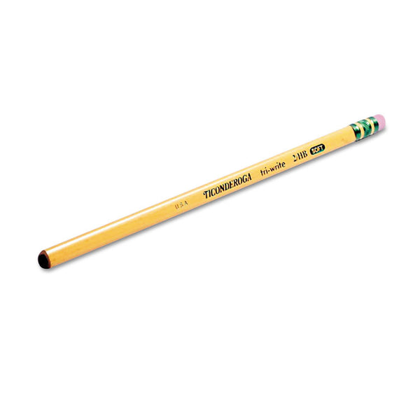Ticonderoga® Tri-Write Triangular Pencil, HB (#2), Black Lead, Yellow Barrel, Dozen (DIX13856)