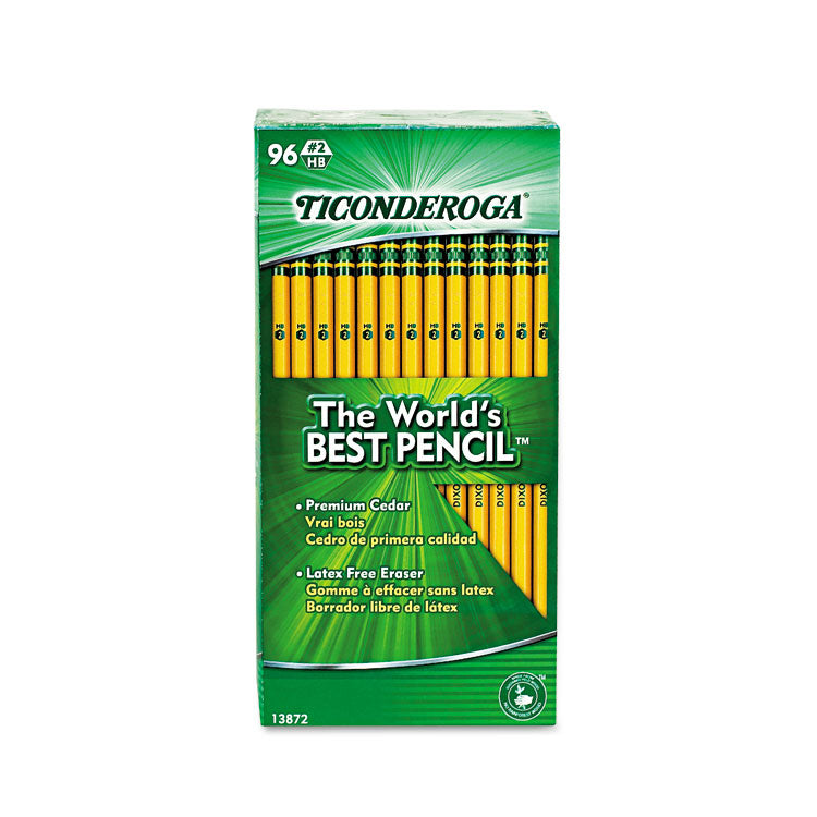 Ticonderoga® Pencil Value Pack, HB (#2), Black Lead, Yellow Barrel, 96/Pack (DIX13872)