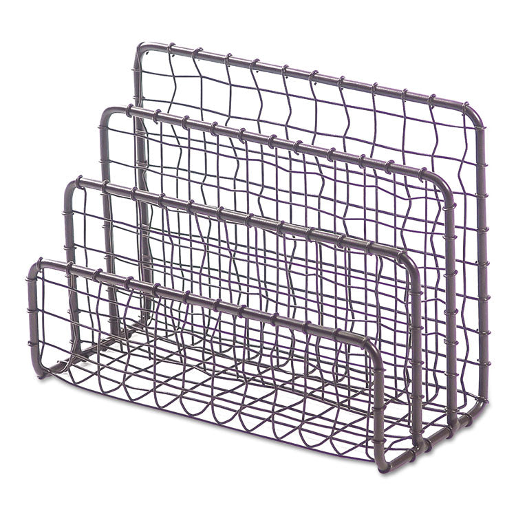 Vintage Wire Mesh File and Letter Sorter, 3 Sections, DL to Legal Size Files, 6.63" x 2.88" x 5.13", Vintage Bronze (UNV20062) Each