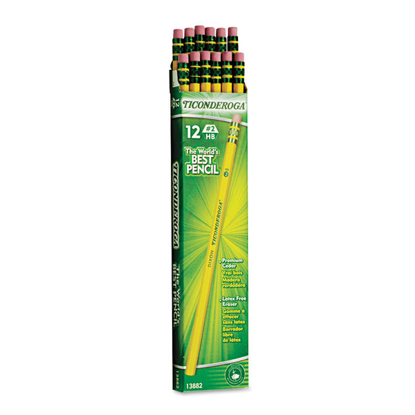 Ticonderoga® Pencils, HB (#2), Black Lead, Yellow Barrel, Dozen (DIX13882)