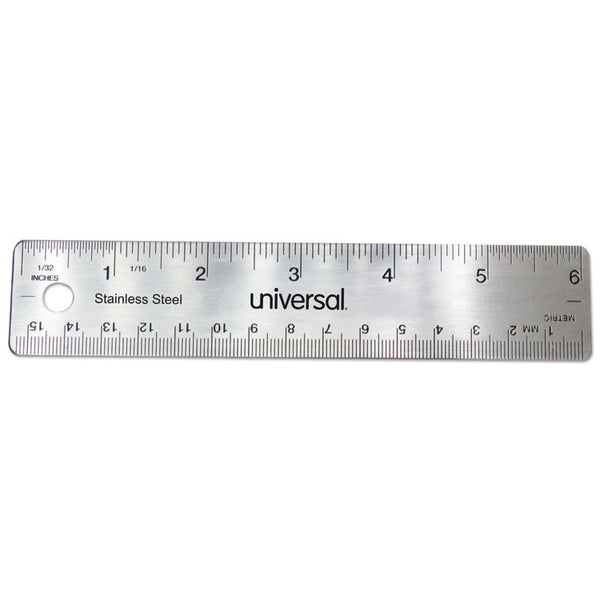 Universal® Stainless Steel Ruler, Standard/Metric, 6" Long (UNV59026)