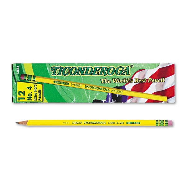 Ticonderoga® Pencils, 2H (#4), Black Lead, Yellow Barrel, Dozen (DIX13884)