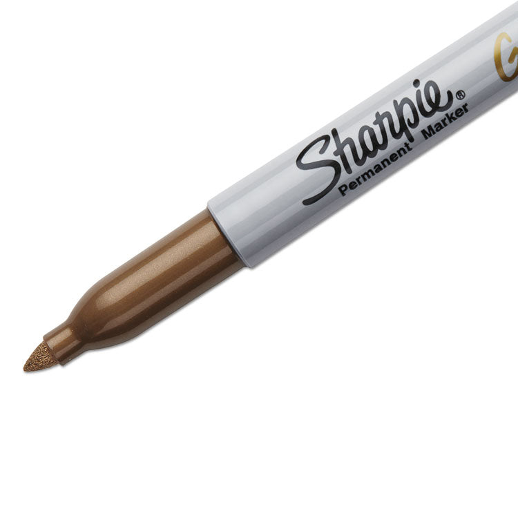 Sharpie® Metallic Fine Point Permanent Markers, Fine Bullet Tip, Gold, Dozen (SAN1823887) 1 Dozen