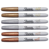 Sharpie® Metallic Fine Point Permanent Markers, Fine Bullet Tip, Gold-Silver-Bronze, 6/Pack (SAN1829201) Pack of 6