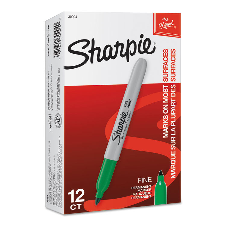 Sharpie® Fine Bullet Tip Permanent Marker, Green, Dozen (SAN30004) 1 Dozen