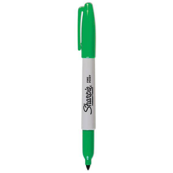 Sharpie® Fine Bullet Tip Permanent Marker, Green, Dozen (SAN30004)