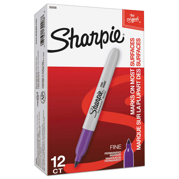 Sharpie® Fine Tip Permanent Marker, Fine Bullet Tip, Purple, Dozen (SAN30008)