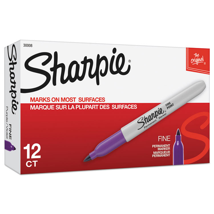 Sharpie® Fine Tip Permanent Marker, Fine Bullet Tip, Purple, Dozen (SAN30008)