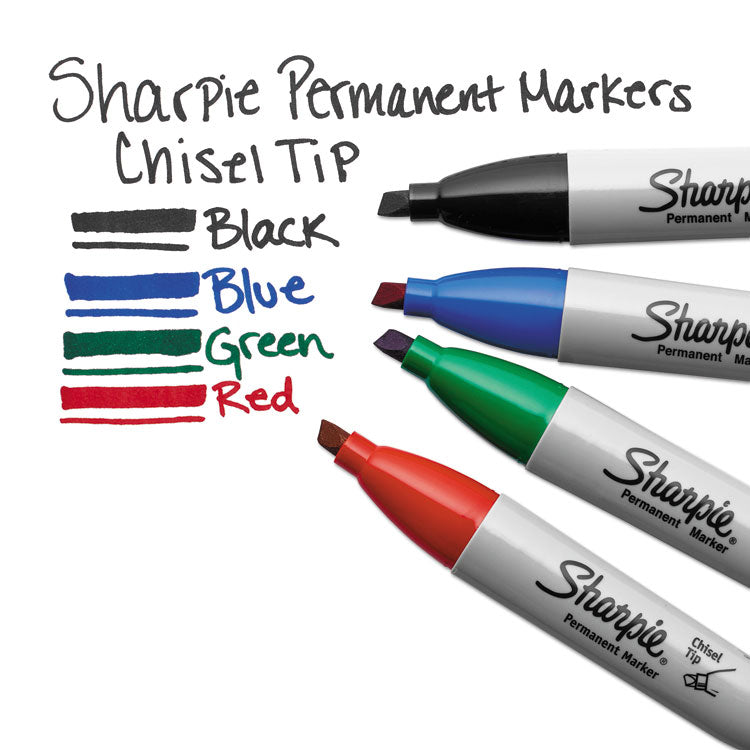 Sharpie® Chisel Tip Permanent Marker, Medium Chisel Tip, Blue, Dozen (SAN38203)